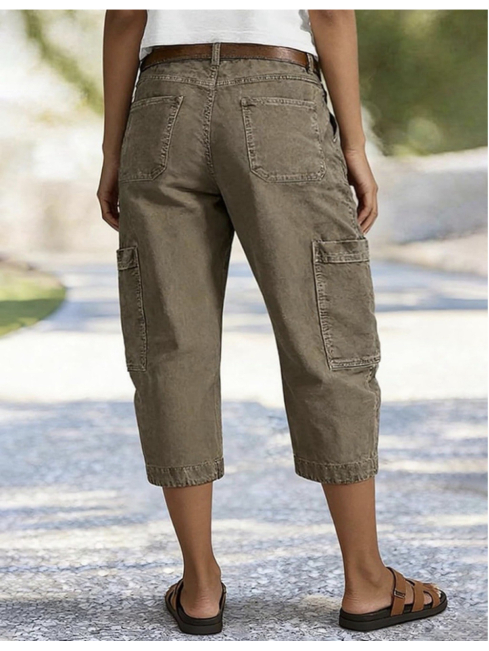 Flamingals Straight Leg Mid Rise Capri Pants for Women Vintage Wash 4XL - Picture 2 of 7